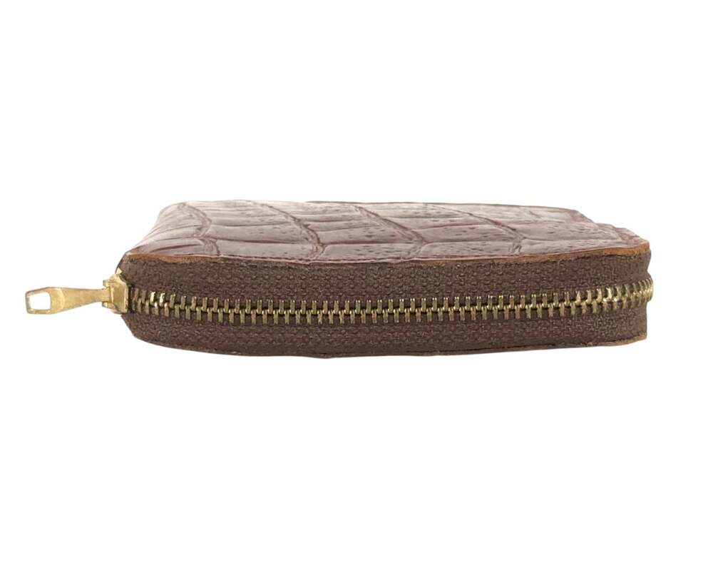 Vintage 90s Mulberry Congo Zip Wallet Womens Brown Croc Embossed - Picture 4 of 7